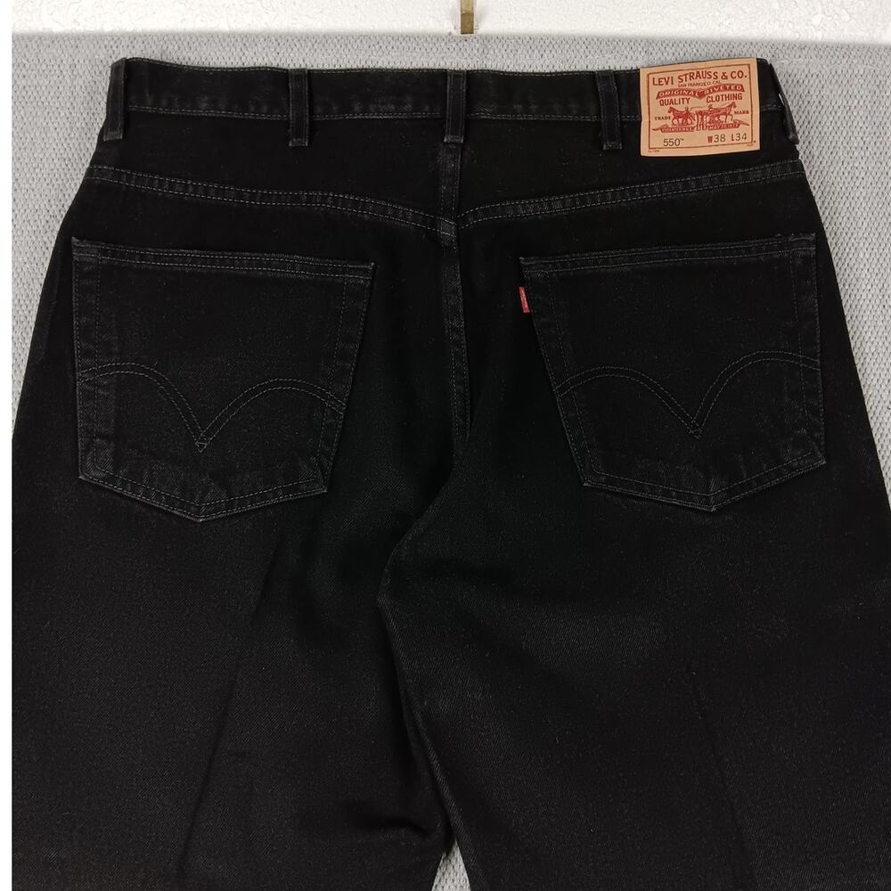 Levis 550 Jeans Mens 38X34 Black Vintage Relaxed Fit Straight Leg Western Casual - Picture 7 of 12